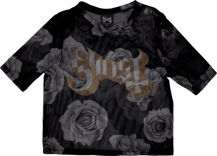 Ghost Logo & Roses Netzgewebe Crop Top (Girlie)