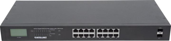 Actual product image Intellinet 16-port Gigabit Ethernet PoE+ switch with 2 SFP ports and LCD display (PoE+/PoE) 370 W Endspan 19 (16 Ports)