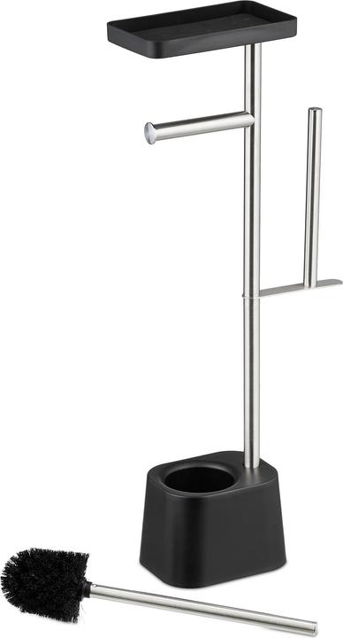 Produktbild Relaxdays WC-Garnitur Edelstahl mit Ablage