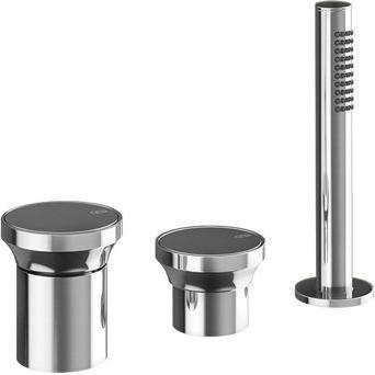 Gessi, Badarmatur, Origini 3-Loch-Wannenarmatur, mit Umsteller, Schlauch, Handbrause, 2-Wege, Wannenrandmontage