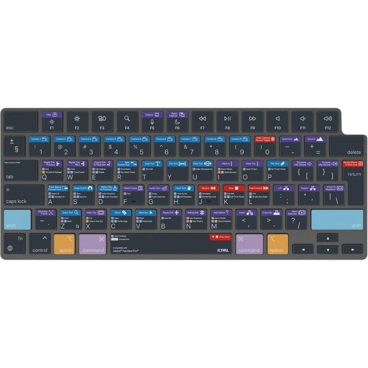 JCPAL Verskin Premiere Pro Shortcuts Keyboard Cover per MacBook Pro 14"/16" (M1 2021/M2 2023), MacBook Air (DE), Tastiera, Nero