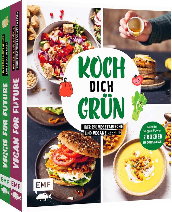 Produktbild Koch dich grün! - Vegetarische und vegane Rezepte (2 Bücher) (Deutsch, Sabrina Sue Daniels, Tanja Dusy, Jessica Lerchenmüller, Inga Pfannebecker, Rose Marie Donhauser, Christina Wiedemann, 2023)