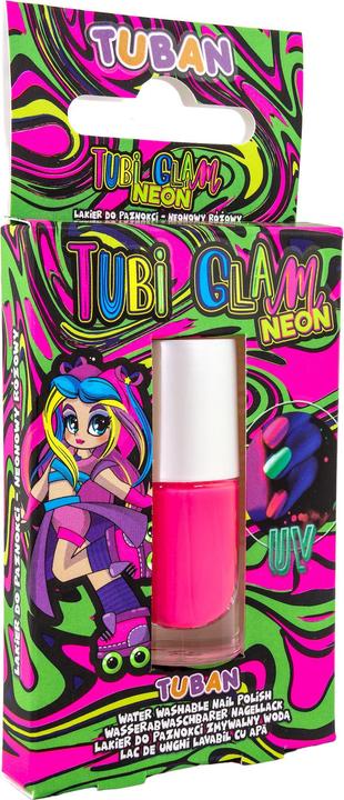 Actual product image Tuban Tubi Glam Nail Polish - Neon Pink 5 ml (Neon pink, Colour paint)