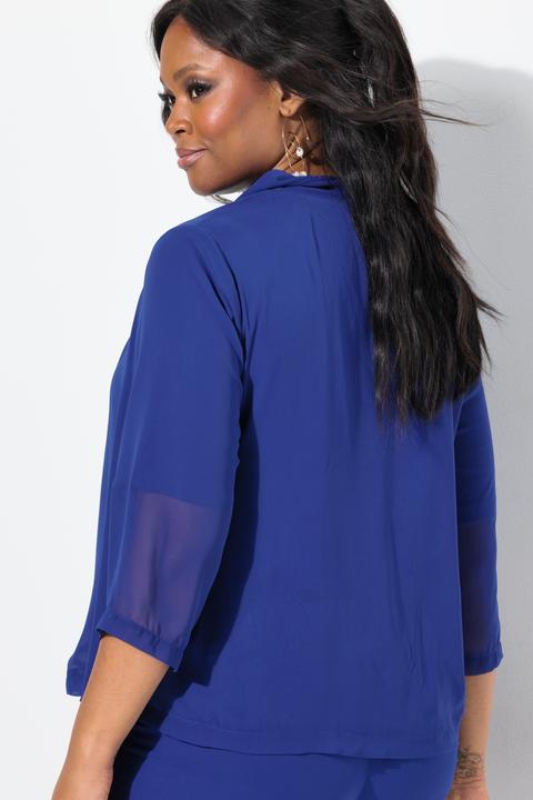 Immagine prodotto Ulla Popken Giacca di chiffon dal taglio oversize con collo a scialle e maniche a 3/4 (42, 44)