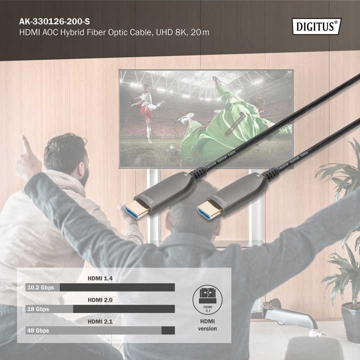 Produktbild Digitus HDMI AOC Hybrid Glasfaserkabel, UHD 8K, 20 m (20 m, HDMI)