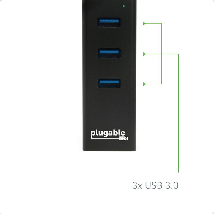 Productafbeelding Plugable 3-poorts USB 3.0 Bus Powered Hub (USB-B, 4 ports)