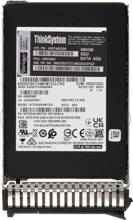 Produktbild Lenovo ThinkSystem 2.5" 5400 PRO 480GB Read Int (480 GB, 2.5")