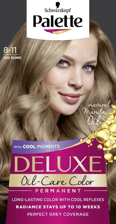 Produktbild Palette Deluxe Oil-Care Color Permanent Colouring Hair Dye With Micro-Oils 8-11 Coolonde (8-11 Cool Blonde)