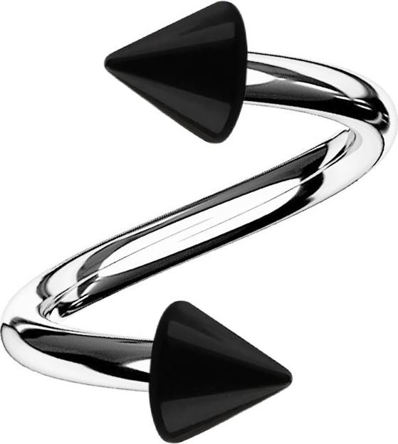 Produktbild Star Piercing Micro Spirale silber mit zwei Cones schwarz (Acryl, ohne Messing, Chirurgenstahl 316L)
