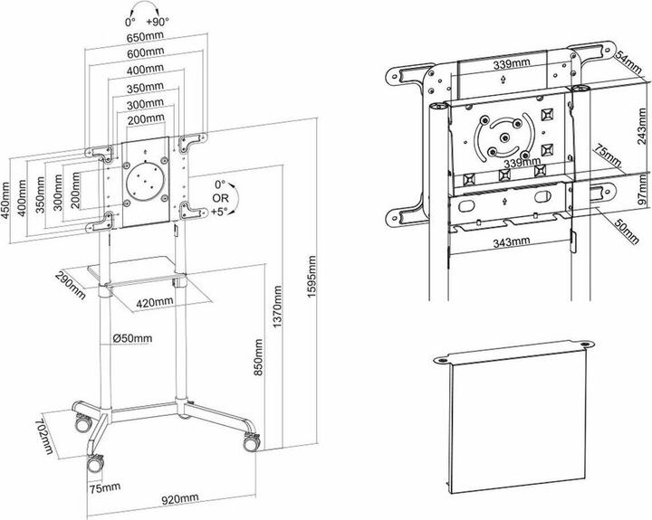 Produktbild Neomounts Mobile Flat Screen Floor Stand (height: ) (70", 70 kg)