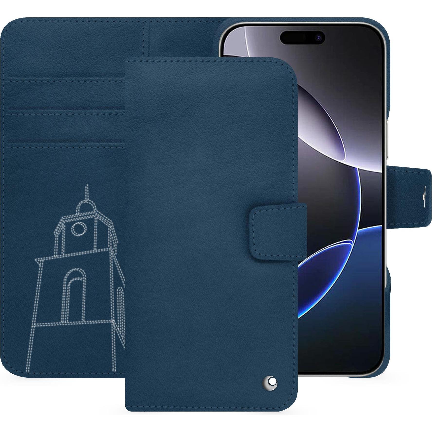Noreve Lederschutzhülle Apple iPhone 16 Pro Max (Apple iPhone 16 Pro Max), Smartphone Hülle, Blau