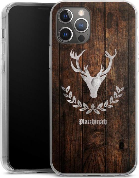 Produktbild DeinDesign Silikon Hülle für Apple iPhone 12 Pro Handyhülle Case Smartphone Schutzhülle Hirsch Holz Holzoptik (Apple iPhone 12 Pro)