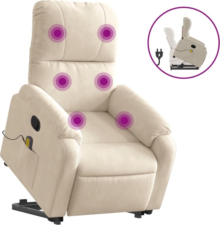Immagine prodotto VidaXL Poltrona massaggiante con ausilio stand-up Poltrona TV Tessuto in microfibra beige
