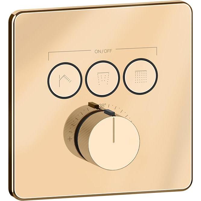 Gessi, Badarmatur, Hi-Fi Fertigmontageset Thermostat mit Tasten-Bedienung on/off. 3-Wege, Wandmontage