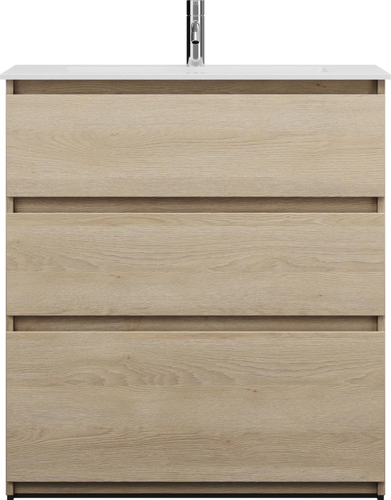 Immagine prodotto burgbad Lavabo in getto minerale Lin20 colore bianco opaco con mobiletto 3 cassetti, 820x365x902 mm