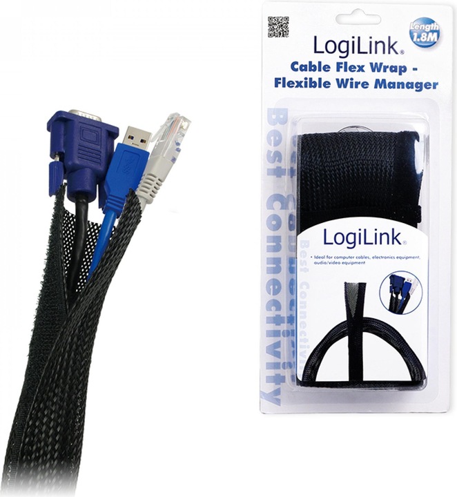 Actual product image LogiLink Cable bundle fabric conduit, black (180 cm)