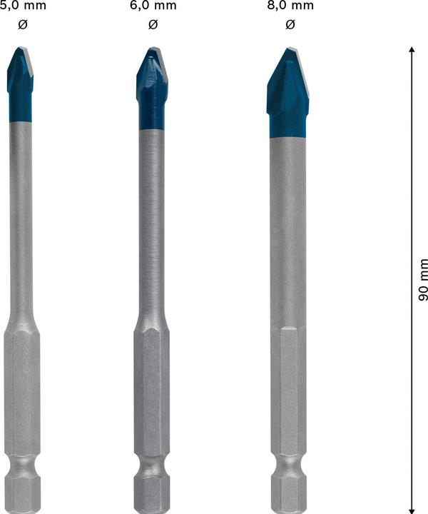 Produktbild Bosch Professional Zubehör EXPERT HardCeramic HEX-9 Bohrer-Set, 5/6/8 mm, 3-tlg. (5 mm, 6 mm, 8 mm)