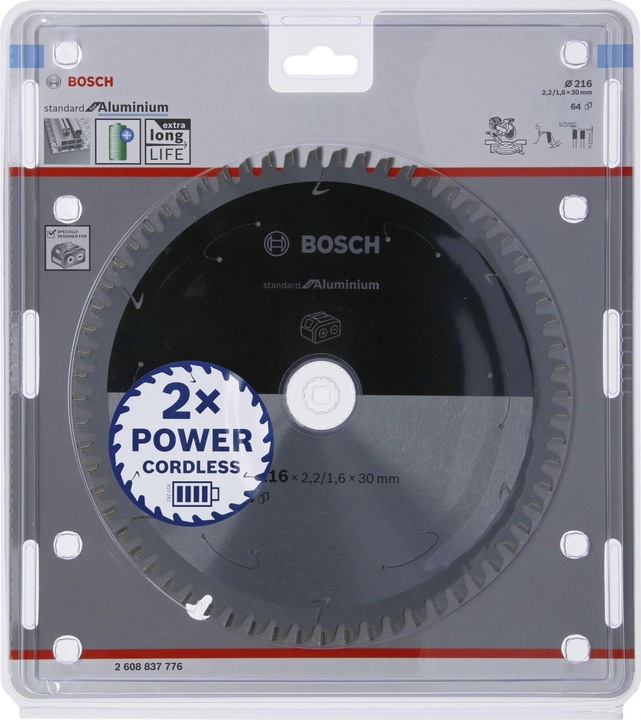 Immagine prodotto Bosch Professional Zubehör Lama per sega circolare a batteria PRO Aluminium, 216 x 2,2 x 30 mm