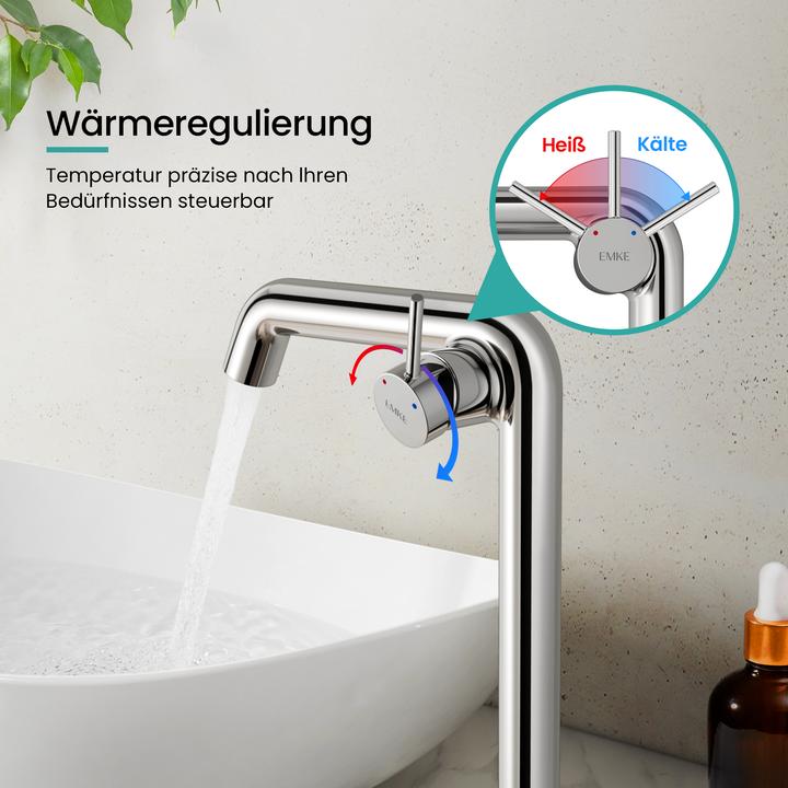 Produktbild Emke Wasserhahn Bad Messing Keramikkartusche Luftsprudler Waschtischarmatur Mischbatterie einfache Instal