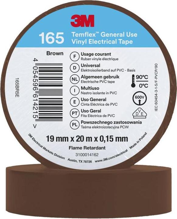 Immagine prodotto 3M Nastro isolante in vinile Temflex 165, 19 mm x 20 m (19 mm)