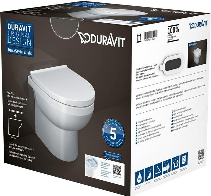 Image du produit Duravit Set de WC au sol sans rebord DuraStyle blanc avec abattant 41840900A1
