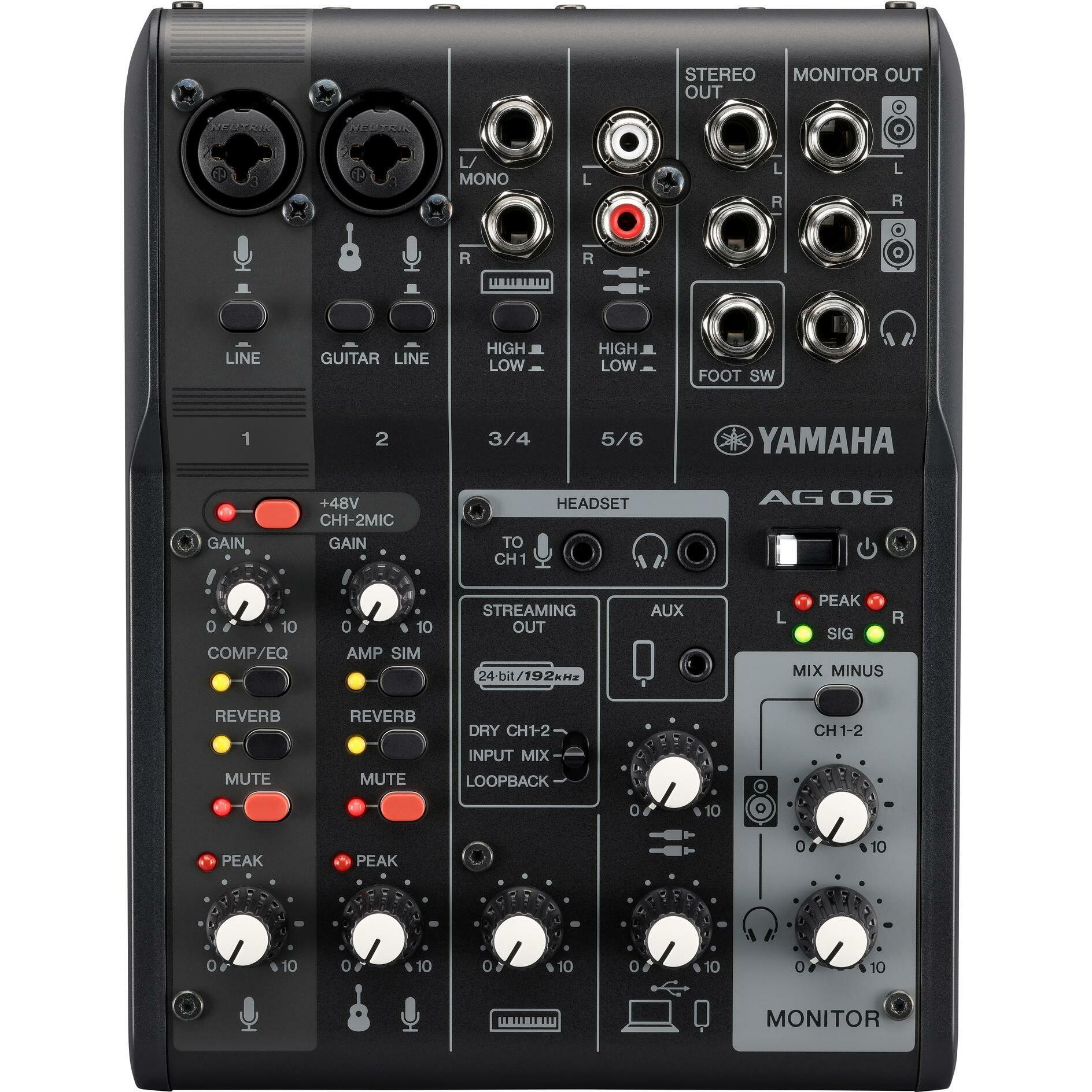 Yamaha AG06MK2B (Mixer da studio e live), Mixer audio, Nero