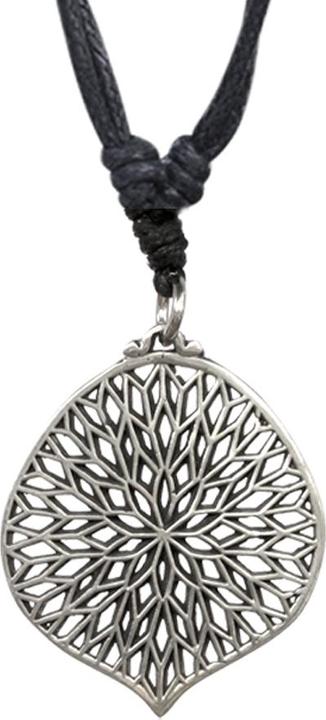 Immagine prodotto Star Piercing Collana nera con ciondolo a forma di foglia d'argento (Ottone)