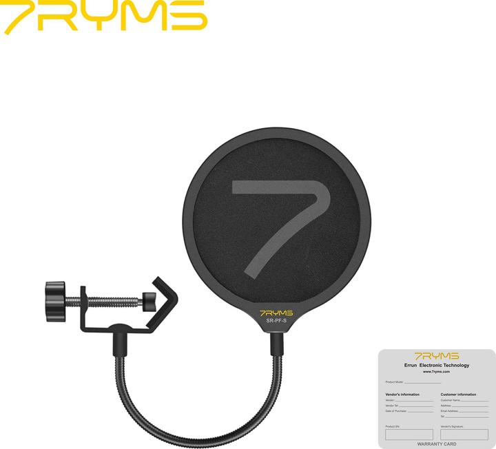 Produktbild 7Ryms 360° Adjustable Microphone Pop Filter with Dual-layer Mask Shield