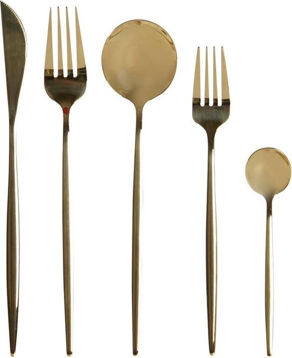 DKD Home Decor Bestek Gouden Roestvrij staal 3 x 1,5 x 13 cm 20 Onderdelen (76481) (20 Stk., Besteck Set)