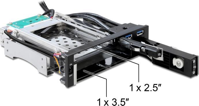 Image du produit Delock Cadre de montage 5.25 1x3.5, 1x2.5, 2xUSB3 ports, hot-swap