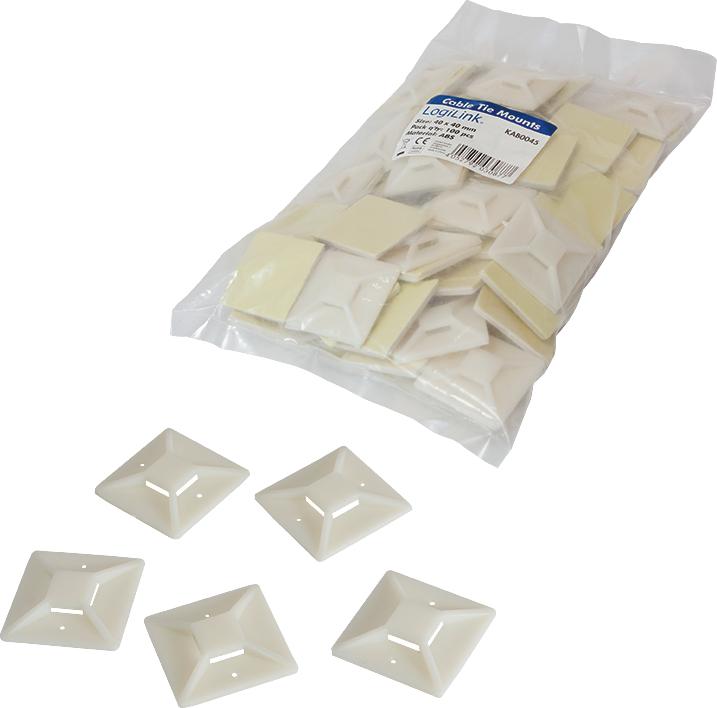 Actual product image LogiLink Cable tie mounts, self-adhesive, cable tie receptacle: (Plastic cable ties, 40 mm, 100 pcs.)