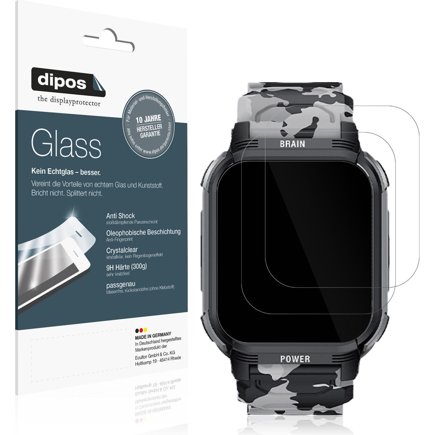 Dipos Anti-Shock Displayschutz 9H, Smartwatch Schutzfolie, Transparent