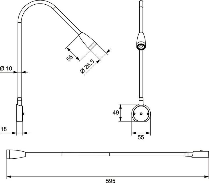 Actual product image L&S LED bedside reading light (195 lm)