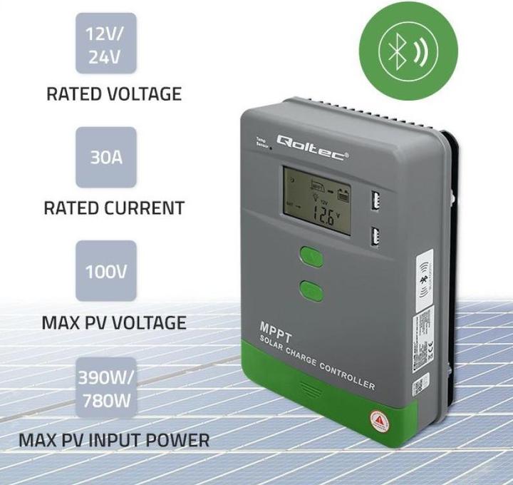 Produktbild Qoltec Solar-Laderegler MPPT mit Temp. Sensor
