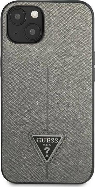 Produktbild Guess GUHCP13MPSATLG iPhone 13 6,1" srebrny/silver hardcase SaffianoTriangle Logo (Apple iPhone 13, Apple iPhone 14, Apple iPhone 15)