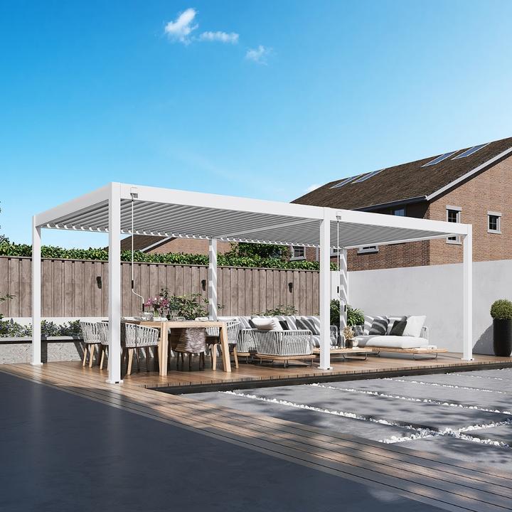 Produktbild Weide Pergola Deluxe Plus 3.6x7.2m mit Lamellendach Weiss (360 cm, 720 cm)