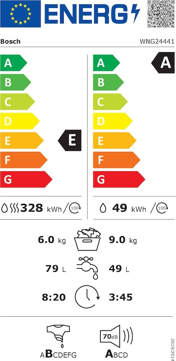 Energy Label Bosch Hausgeräte WNG24441, Series 6 (EU plug)
