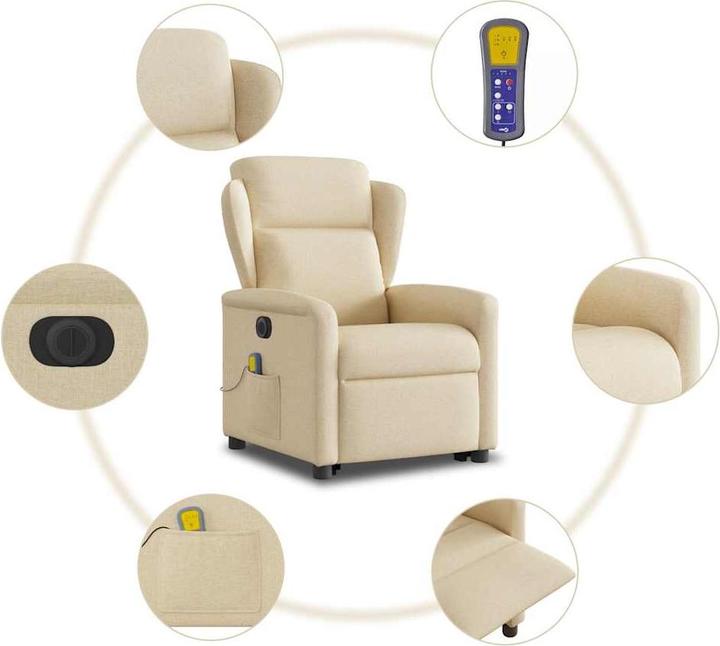 Immagine prodotto VidaXL Poltrona massaggiante elettrica con ausilio stand-up in tessuto crema