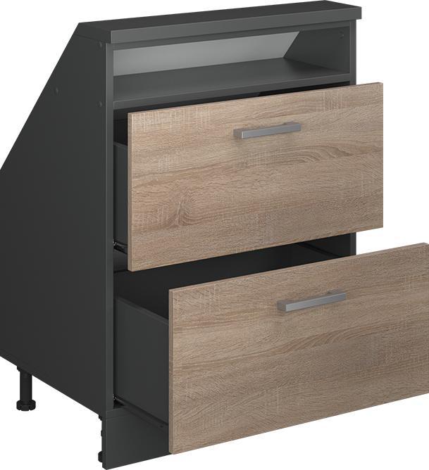 Produktbild Vichy Dachschrägenschrank Rion, Sonoma/Anthrazit/Anthrazit, mit 2 Schubladen (46 x 46 x 81.60 cm)