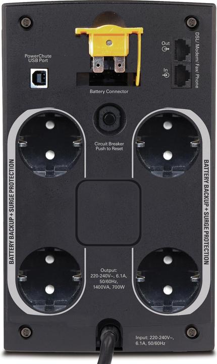 Produktbild APC Back-UPS (1400 VA, 700 W, Line-Interaktiv USV)