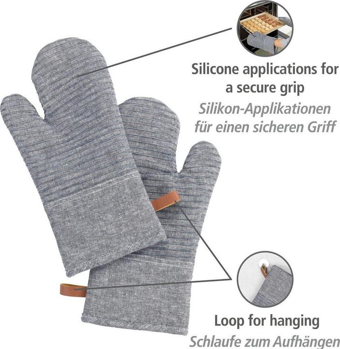 Actual product image Wenko Kitchen Glove Ada Stripes Grey, 2 pieces (Silicone, Cotton, Polyester, Viscose)