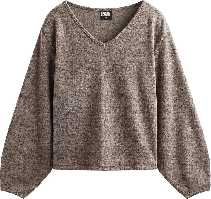 Actual product image Urban Classics Ladies Soft Knit V-Neck Pullover brownmelange M (M)