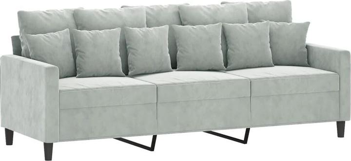 Produktbild vidaXL 3-Sitzer-Sofa mit Hocker Hellgrau 180 cm Samt,Farbe (3-Sitzer)