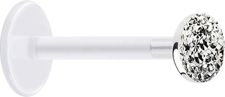 Produktbild Star Piercing Micro Labret transparent mit Kristallscheibe silber Epoxy Schutzschicht (925 Sterlingsilber, ohne Messing, Bioflex)