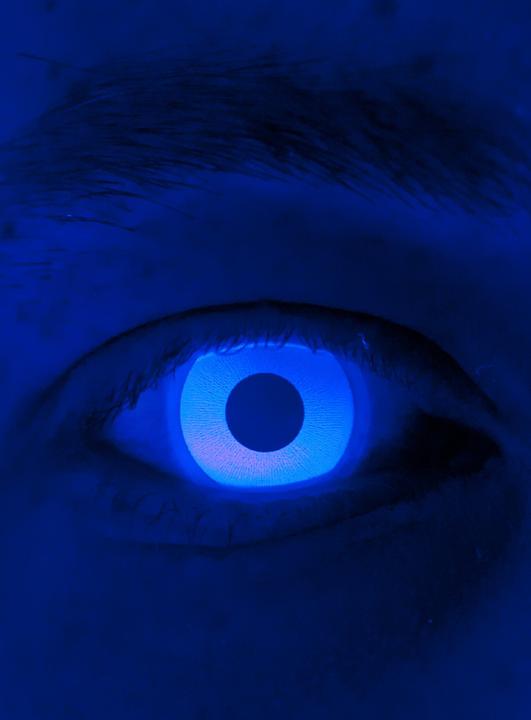 Maskworld Glow Jahreslinsen Blaue UV Party Kontaktlinsen (Blue)