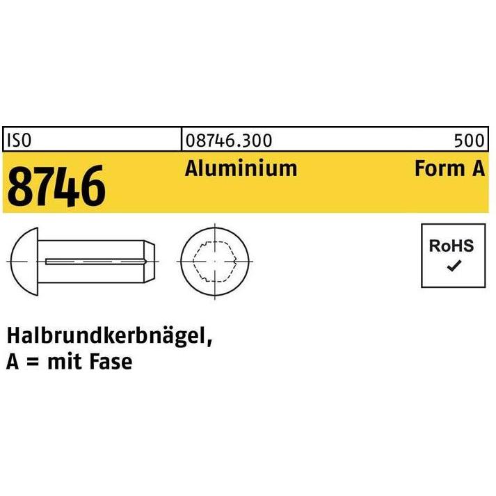 Zubehör Befestigungstechnik, Halbrundkerbnagel DIN 1476 2,3 x 5 Aluminium DIN 1476