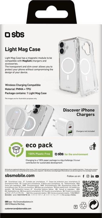 Immagine prodotto SBS Cover Light Mag compatibile con iPhone 16 trasparente (Apple iPhone 16)