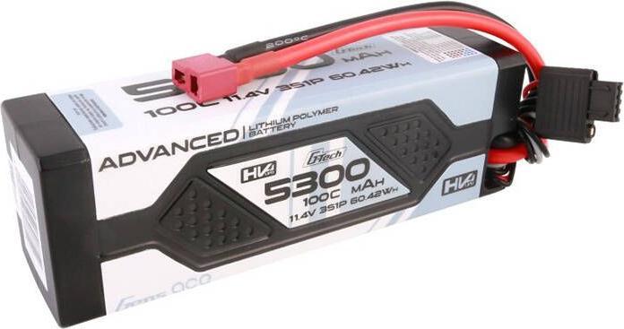 Immagine prodotto Gens Ace Advanced G-Tech 5300mAh 11.4V 3S1P 100C HV car Lipo Battery Pack Hardcase with Deans Plug (11.40 V, 5300 mAh)