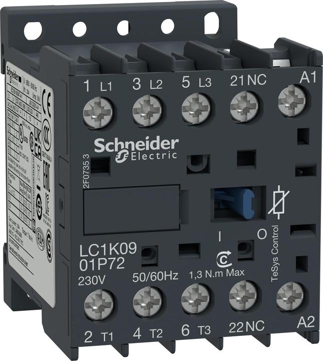 Actual product image Schneider Electric Power contactor, 3p+1Ö, 4kW/400V/AC3, LC1K0901B72