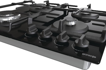 Actual product image Gorenje Hob GTW641EB Gas on glass, Number of burners/cooking zones 4, Mechanical, Juodas